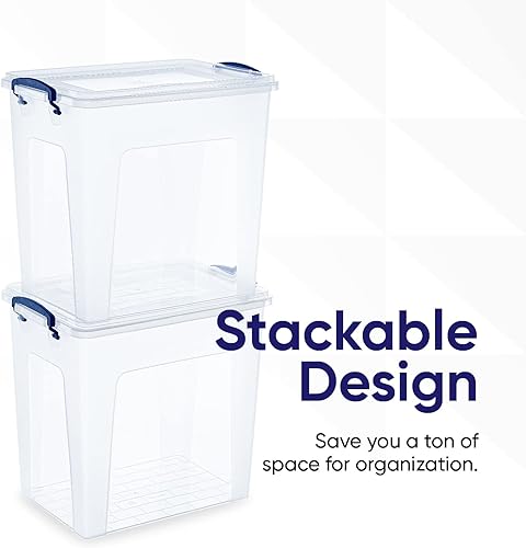 Miniatura 3 de Superio Contenedores de almacenamiento con tapas, cajas transparentes para organizar, contenedores de plástico apilables, sin BPA, no tóxicos, sin