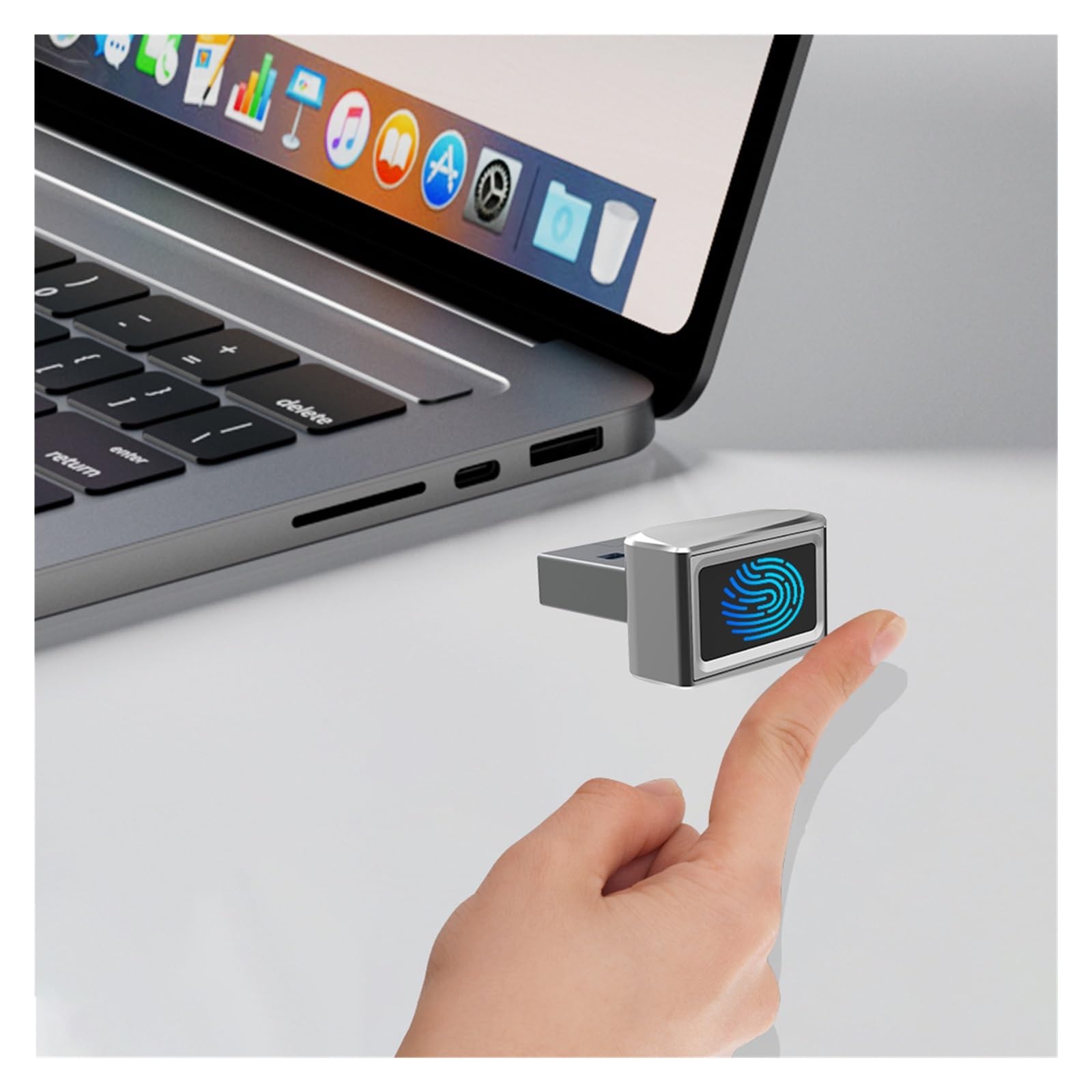 Lector De Huellas Dactilares USB, Módulo De Desbloqueo De Huellas Dactilares Mini De Aleación De Zinc, Seguro, Multilingüe, Operación Conveniente, Portátil For Ordenadores Portátiles Y PC