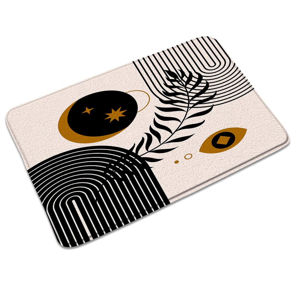 Modern Mid Century Bath Mats for Bathroom Abstract Floral Branch Stars Moon Boho Flower Witch Magic Sun Geometric
