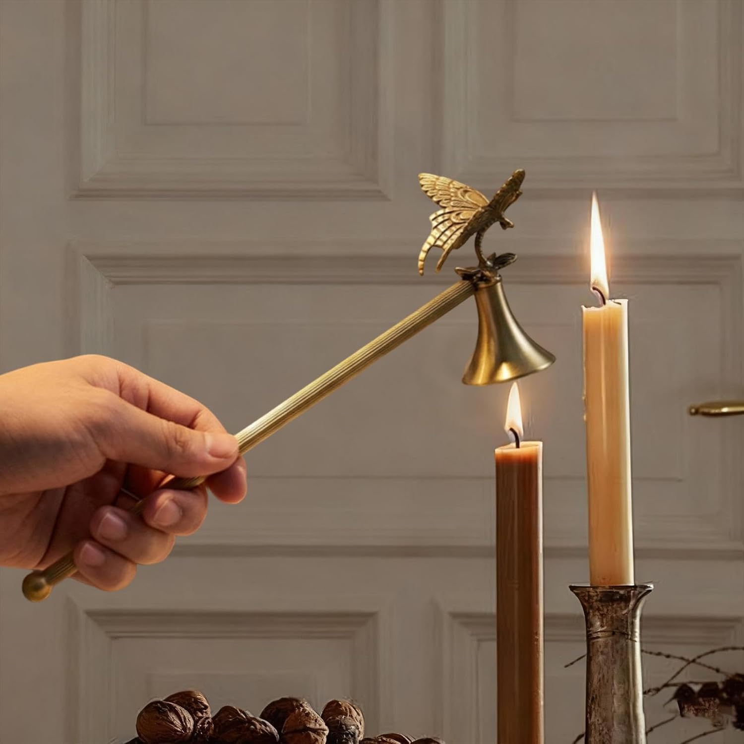 Candle Snuffers Wick Flames Snuffers Use Accessory, with Long Handle, Elegant, Gift Brass Sturdy Candlesnuffers