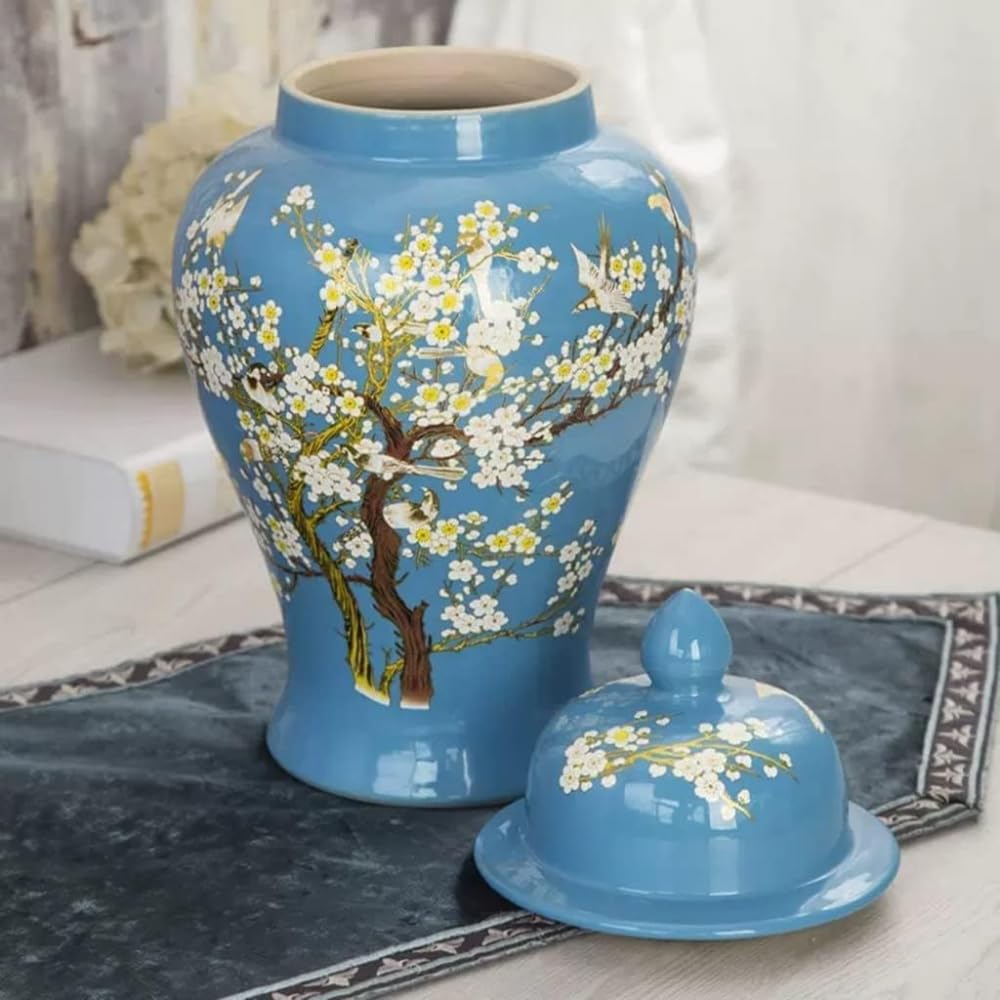 Bocaux Boîte de Gingembre en Céramique, Réservoir de Stockage Décoratif de Grande Capacité avec Couvercle, Boîte Générale Antique, Décoration Douce pour la Maison, Vase d