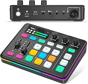Amazon.com: Yinker Gaming Audio Mixer, RGB Audio Interface with 48V ...