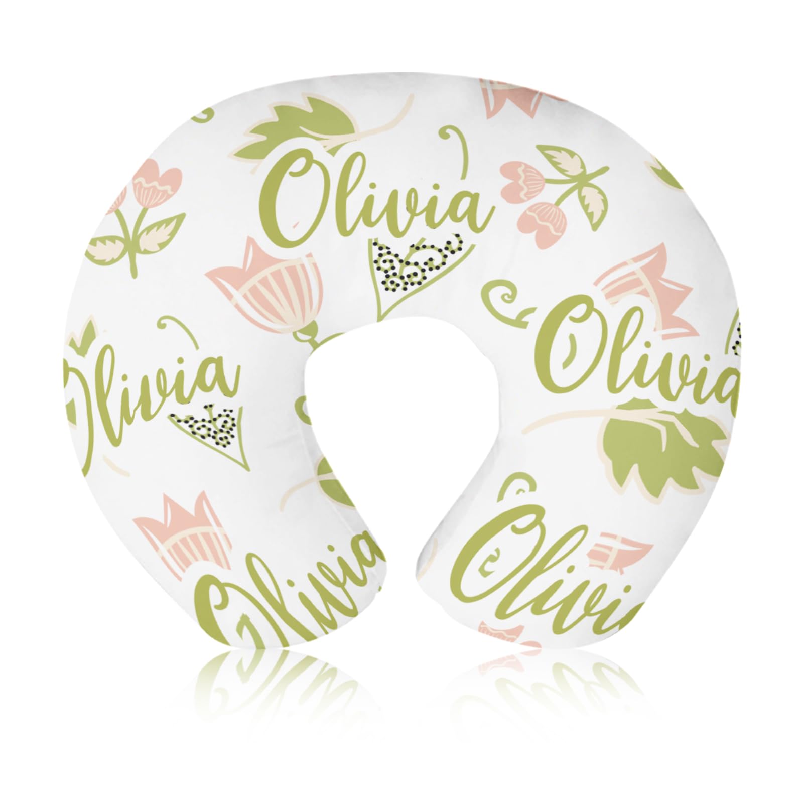 Rucekia Customizable Flowers Baby Nursing Pillow Cover - Add Your Baby's Name, Ultra-Soft Stretch Fabric, Fits Standard Nursing Pillows, Ideal for