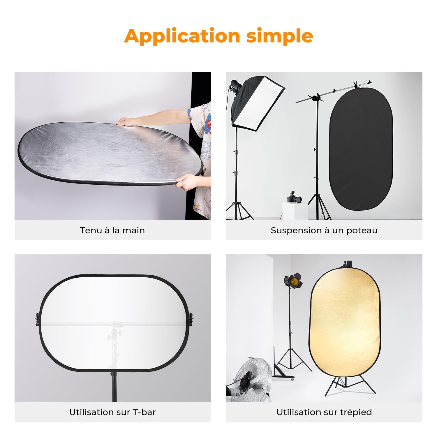 K&F CONCEPT 5 in1 Photographie Lumière Réflecteur 60x90cm Réflecteur Ovale Photographi Réflecteure Pliable pour Portrait Photo Selfie Photographie de Mariage Eclairage extérieur avec Sac de Transport