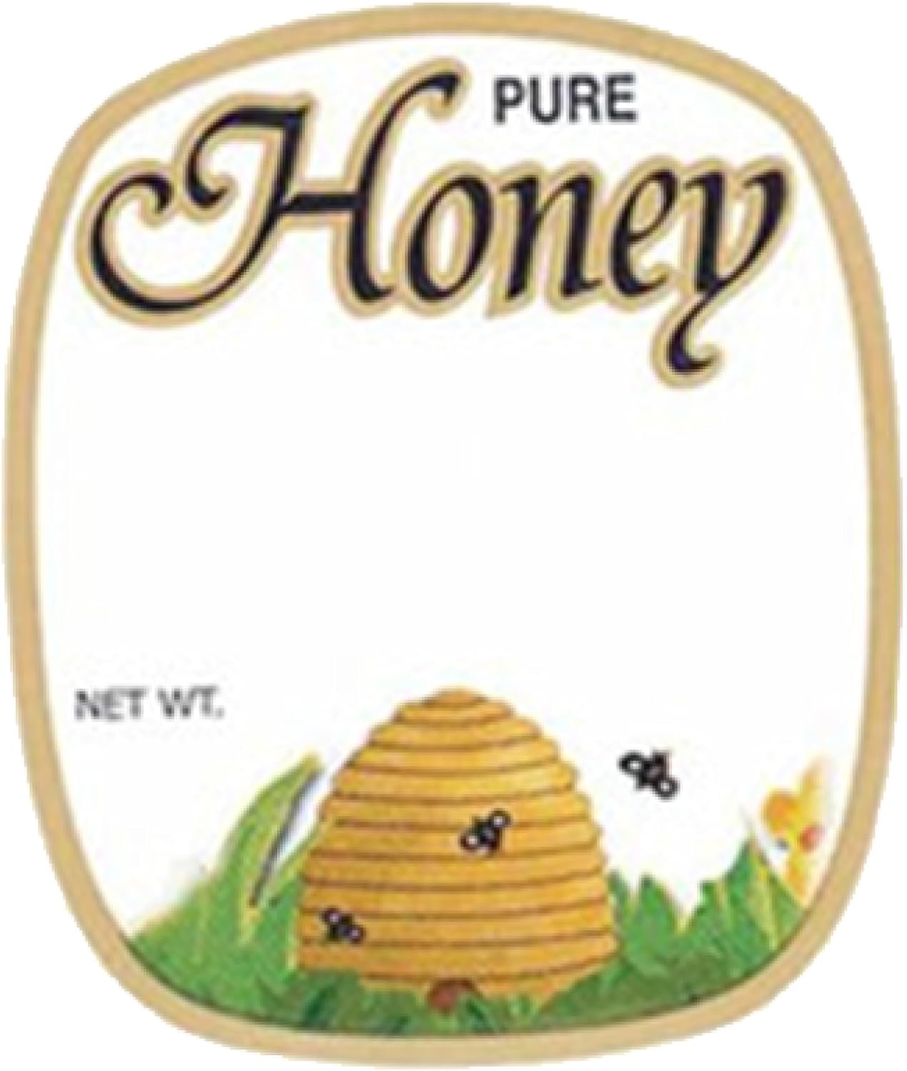 Mann Lake Customizable Golden Skep Honey Labels, for 1.5 Lb Bear-Shaped Honey Bottles, Self-Adhesive, Easy-to-Apply, Multi-Surface Applicable, Roll of 250 (2" x 2-3/8")