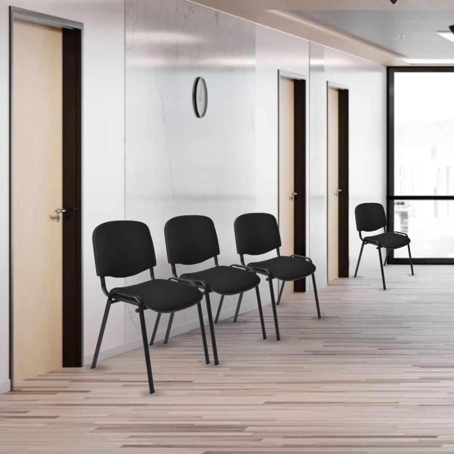 Topsit Besucherstühle 8er Set, stapelbare Konferenzstühle ohne Armlehnen, Stapelstühle mit Metallgestell, für Büro, Konferenz, Reception (Bordeaux)