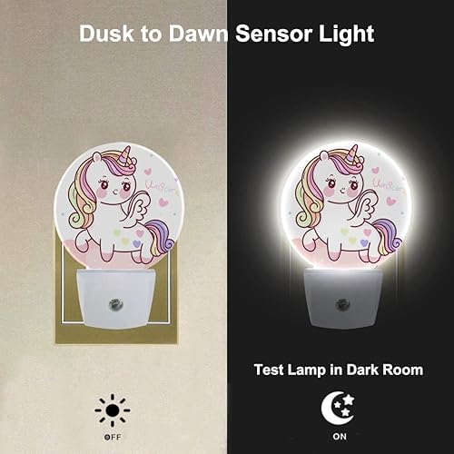 Miniatura 3 de EKOBLA Divertida luz nocturna de unicornio con ojos grandes, ojos grandes, luces nocturnas, enchufables a la pared, encendido y apagado automático,