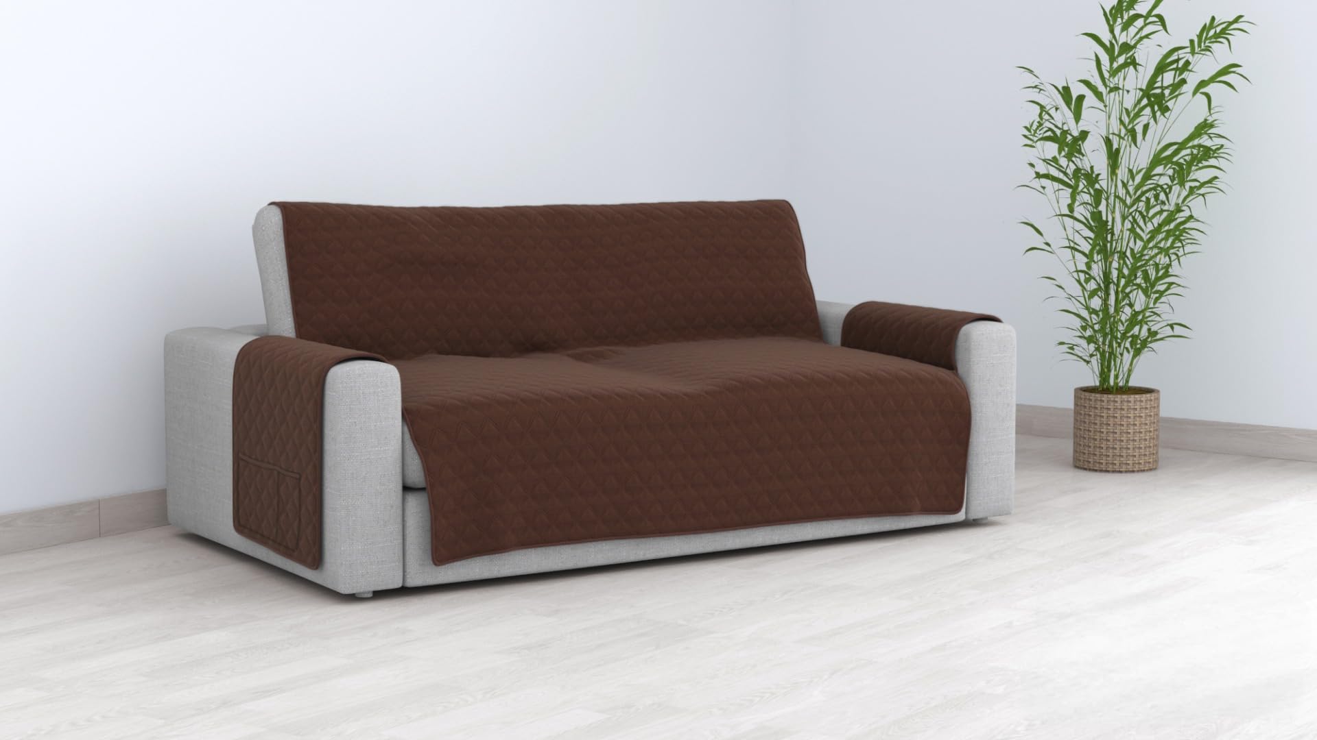 HM'S HOME'SECRET Cubre SOFÁ Reversible con Bolsillos (Chocolate/Beige, 1 Plaza)