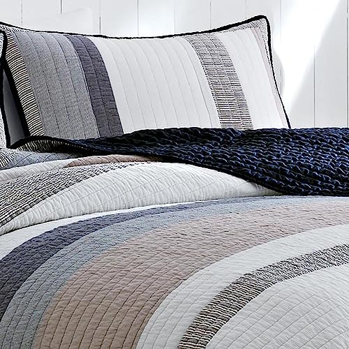 Nautica - Queen Quilt, Cotton Reversible Bedding, Home Decor For All Seasons (Tideway Tan/Grey, Queen) #TOP5