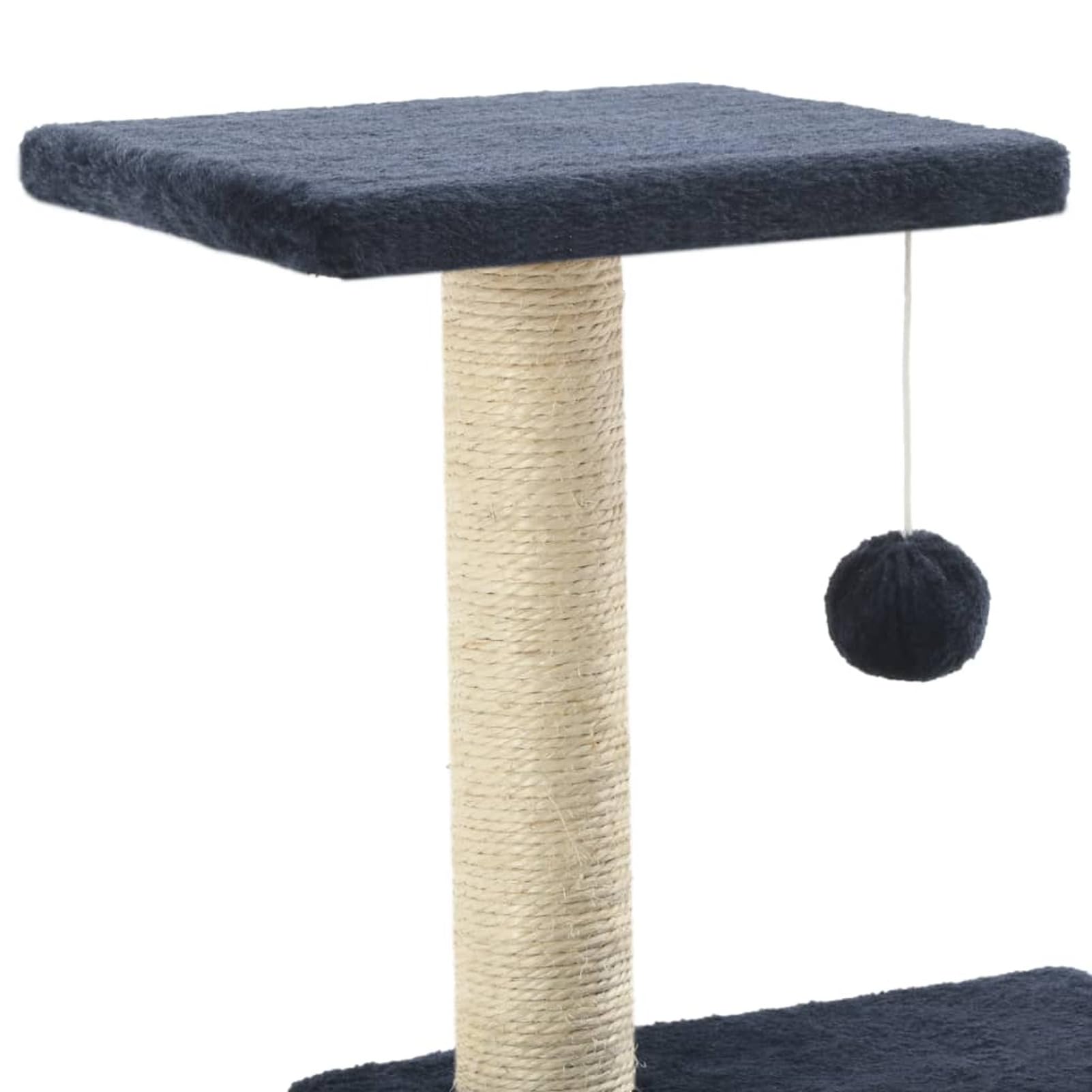 Drapak dla kota z sizalowymi słupkami do drapania, 65 cm, ciemnoniebieski, drapak, wielopoziomowy domek do wspinaczki dla kotów, z domkami i drabiną, centrum aktywności dla kotów domowych
