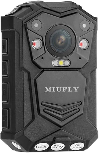 MIUFLY Cámara de policía 1296P con pantalla de 2 pulgadas, visión nocturna, memoria integrada de 128G y GPS para aplicación de la ley