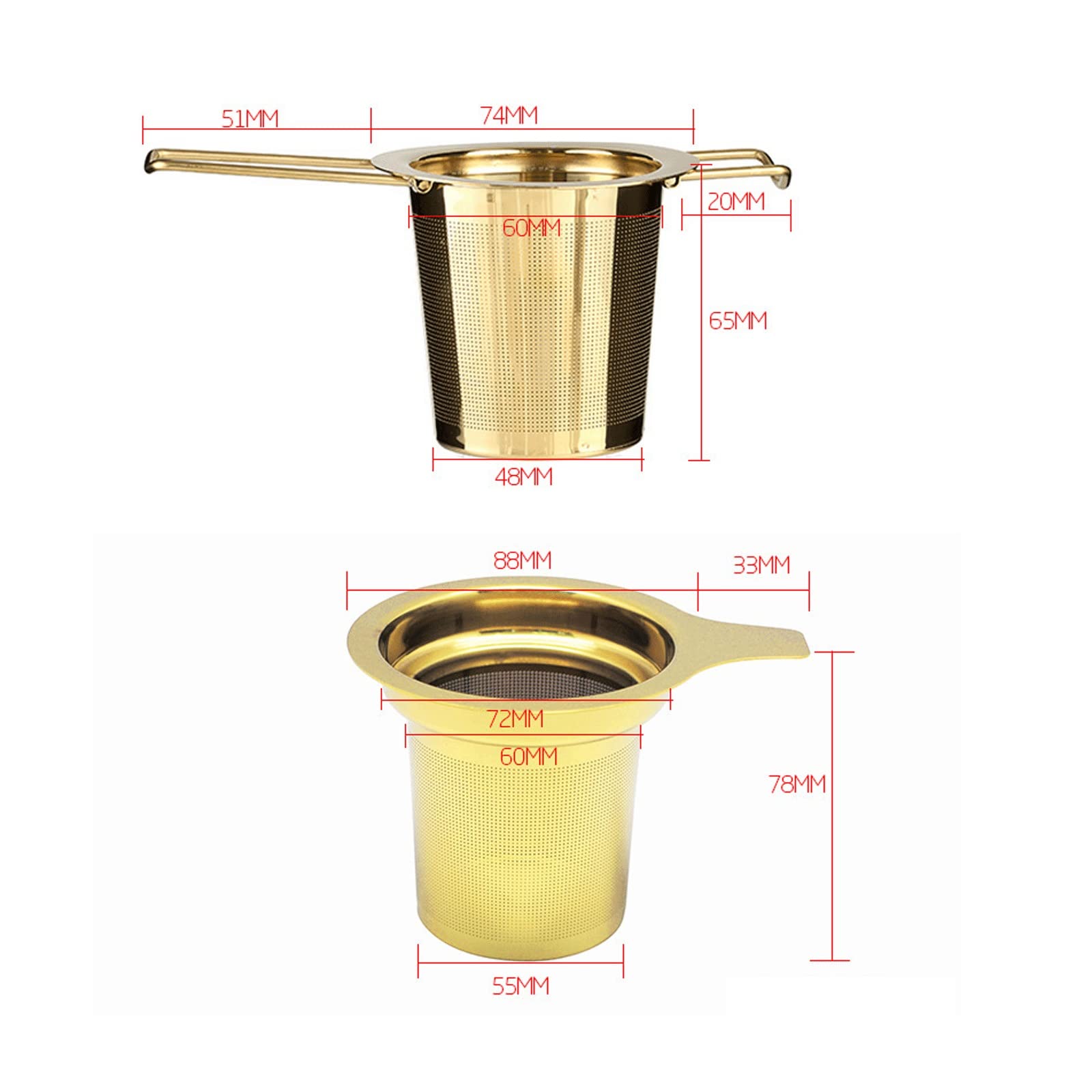 Filtro de té chapado en oro, acero inoxidable 304, filtro de té creativo, fácil de limpiar (dorado2)
