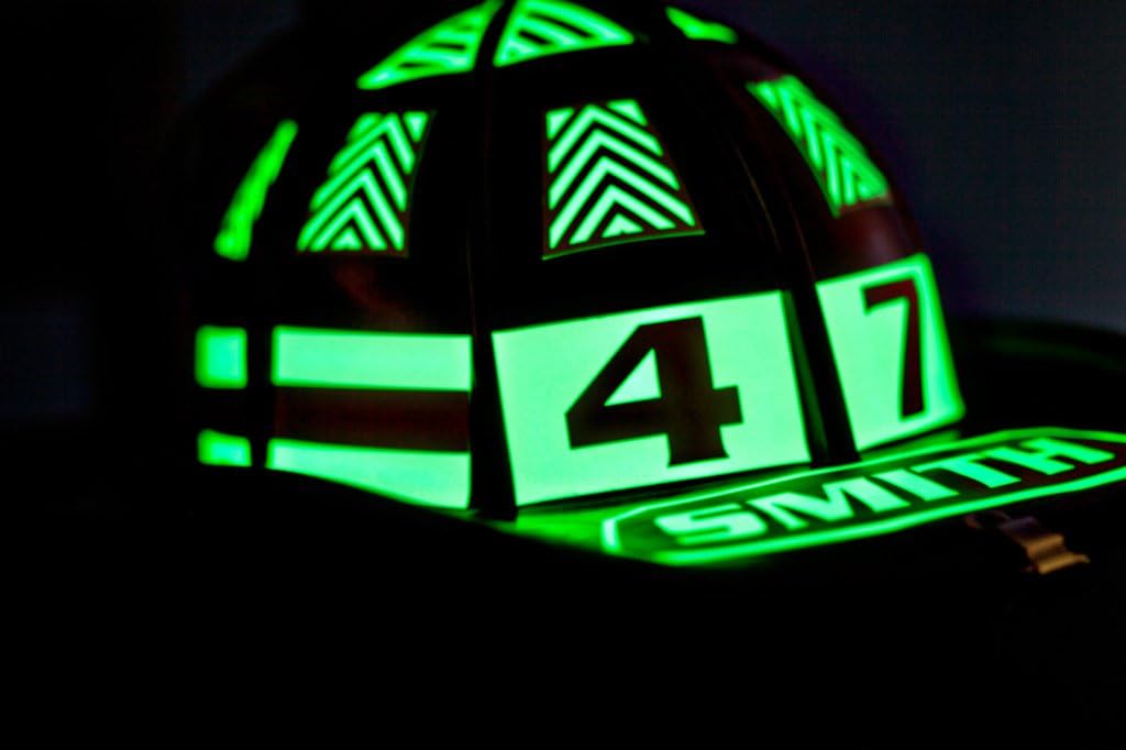 IdentiFire® Safety Orange Helmet Tets (Tetrahedrons) Reflective and Glow in the dark (Photoluminescent) Set of 8 (Chevron)