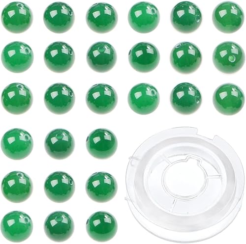 Miniatura 200 de Bymitel - 140 cuentas de cristal natural, piedras preciosas redondas energéticas y curativas sueltas con cordón elástico para hacer joyas, pulseras