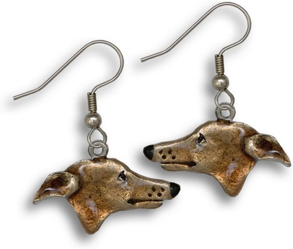 Enamel Greyhound Topaz Colored Earrings by The Magic Zoo