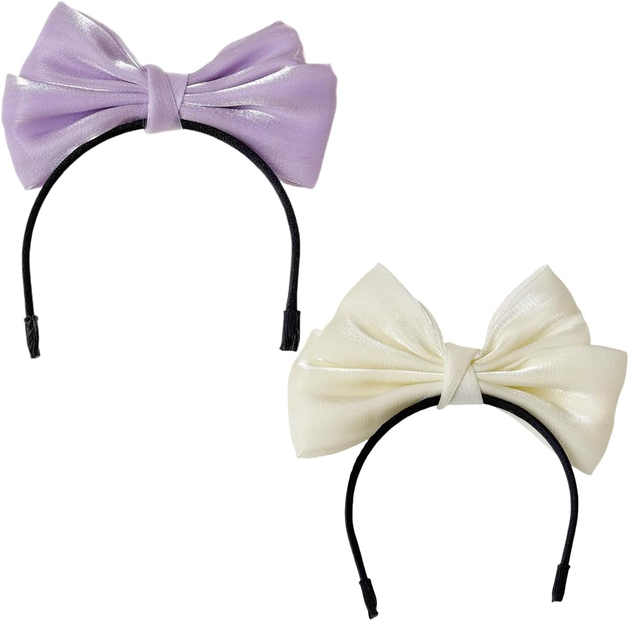 2-Pack 17cm Lububu Doll Accessories, Double-Layer Bow Headband with Pearlized Satin, Decorative Doll Accessories for 6.7-inch 1st/2nd/3rd Gen Toys (Purple & Beige)