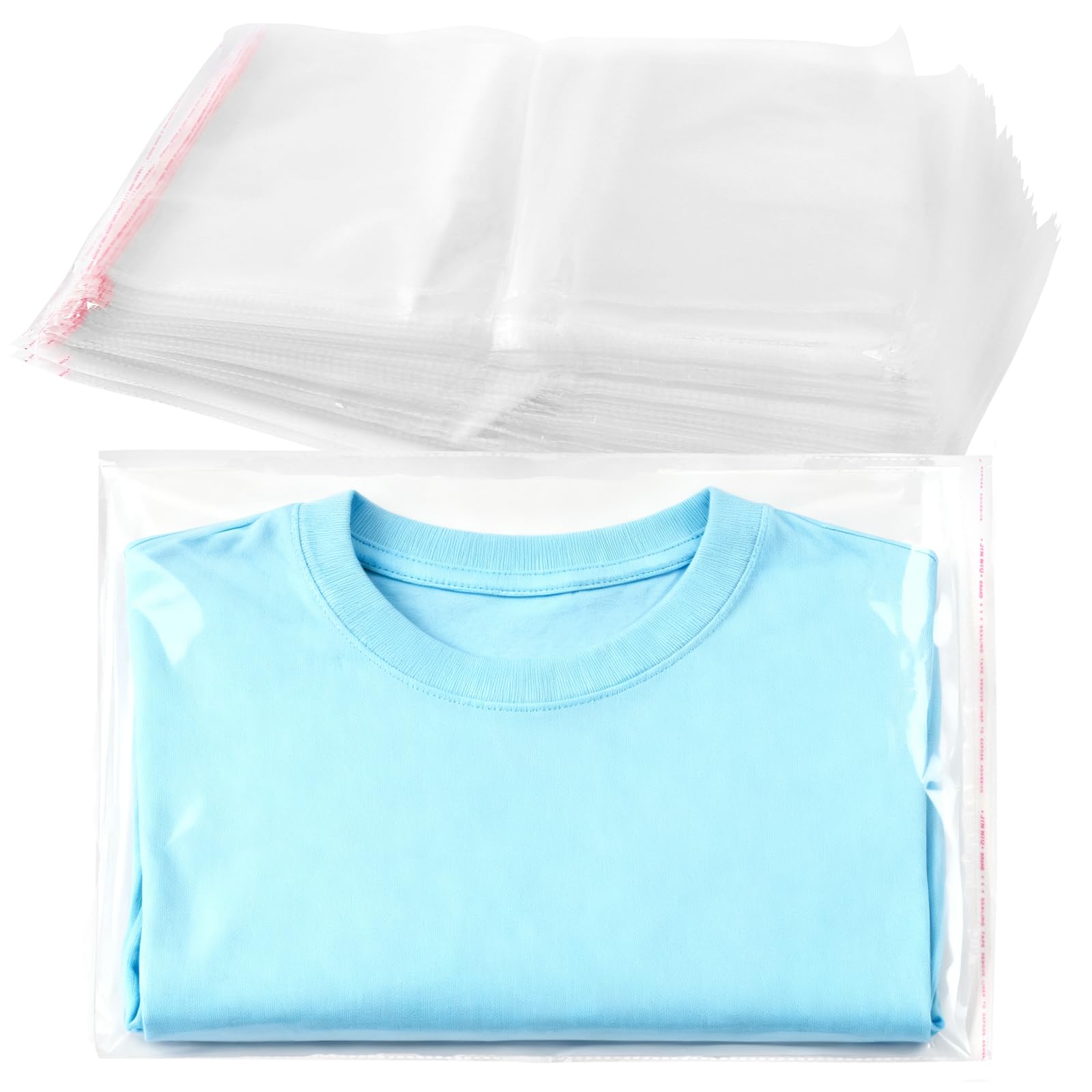 MUKSUET 200 PCS Self Sealing Clear Cellophane Bags, 32 x 50cm/12.5 x 20 Inch Self adhesive Clear Bag, Large Plastic Packaging Display Bags for Clothing Food Makeup