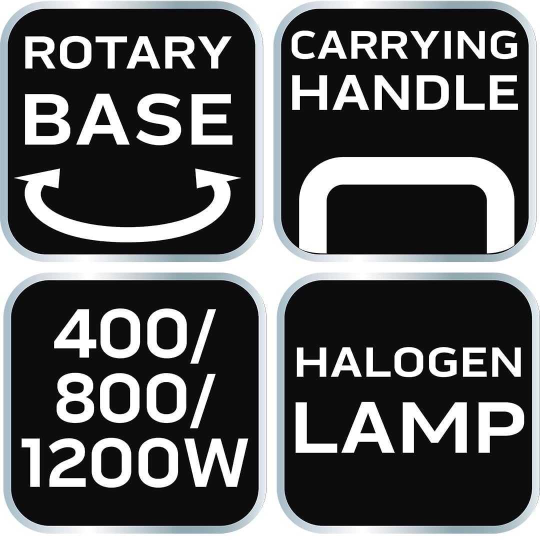 NEO TOOLS Halogen Infrarot Heizstrahler 400/800/1200W, Sofortwärme