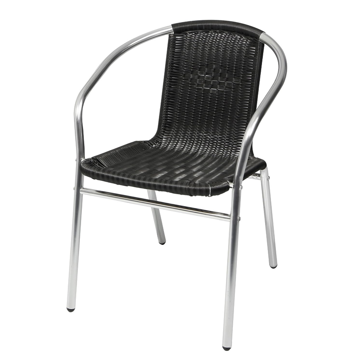 Mojawo Rattansessel Aluminium/Polyrattan Bistrostuhl stapelbar Stapelstuhl Campingstuhl Gartenstuhl Küchenstuhl Balkonmöbel Gartensitzmöbel Silber/Schwarz