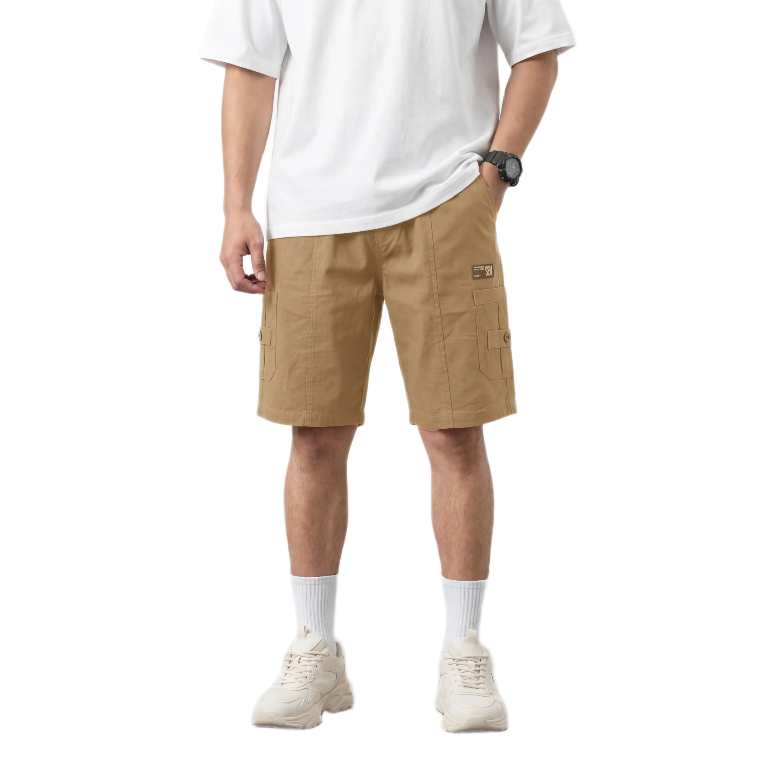 jogal Men's Khaki Cotton Cargo Shorts |STYL 122-picture-6
