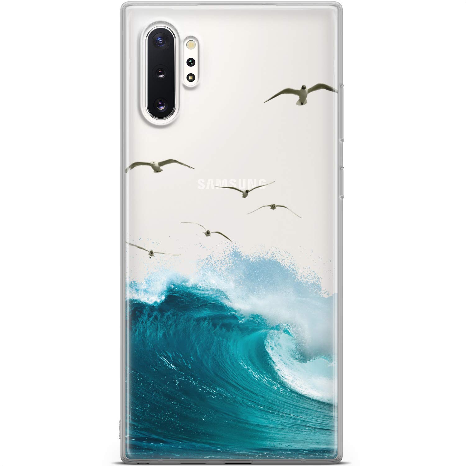 Mertak Case Compatible with Samsung Galaxy S25 Ultra S24 S23 FE 5G S22 Plus S21 S20 S10+ Flexible Aqua Sea Wave Surf Lightweight Seagulls Silicone