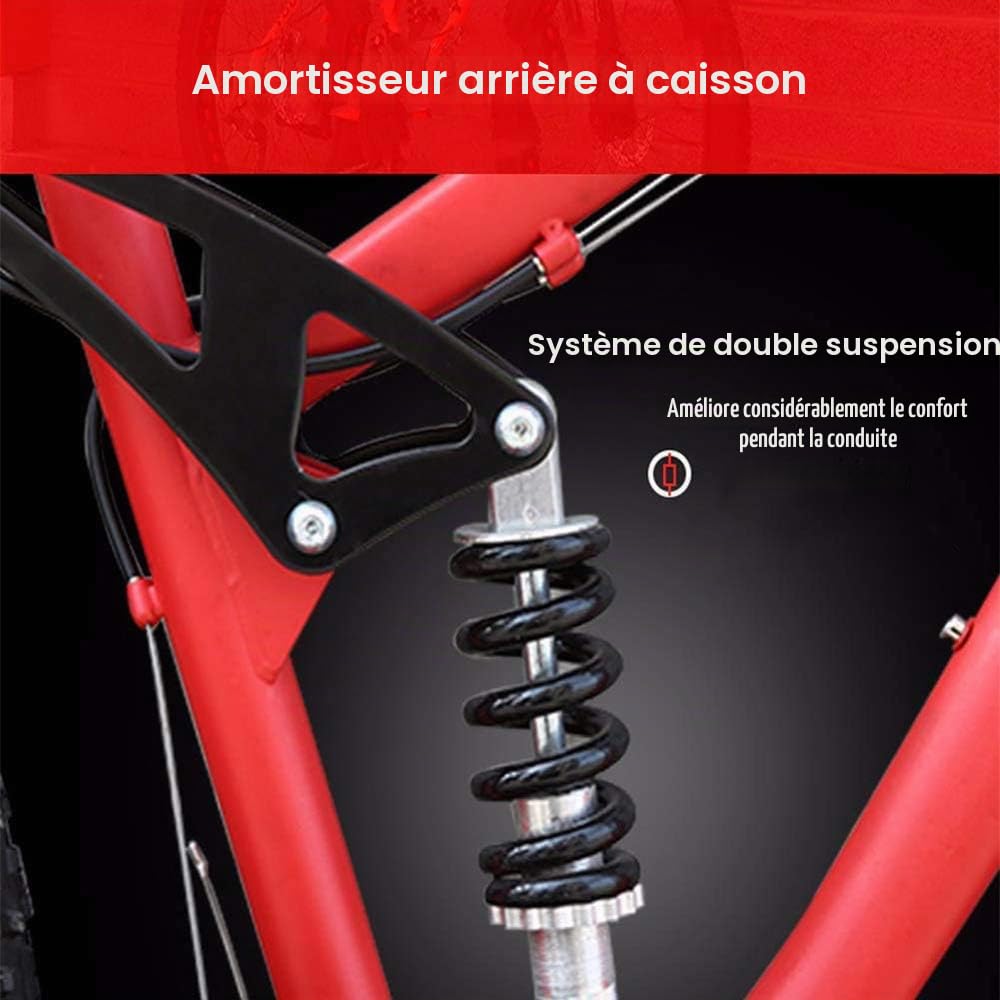 26 Pouces Mountain Bikes, Adulte Garçons Filles Fat Tire Mountain Trail Bike, Double Frein à Disque de Bicyclette, Cadre en Acier Haute teneur en Carbone, Anti-Glissement, 21 Vitesse