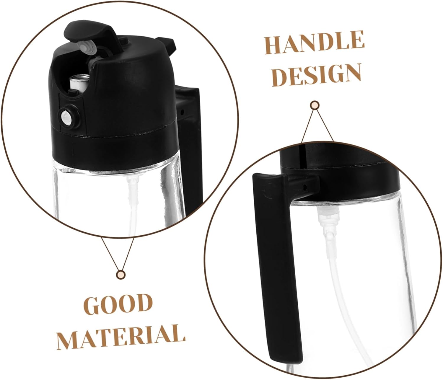 Glass Oil and Vinegar Dispenser with Spray and Pour Function Reusable Kitchen Cruet for Cooking Salad Barbecue Dual Function Seasoning Container in Black