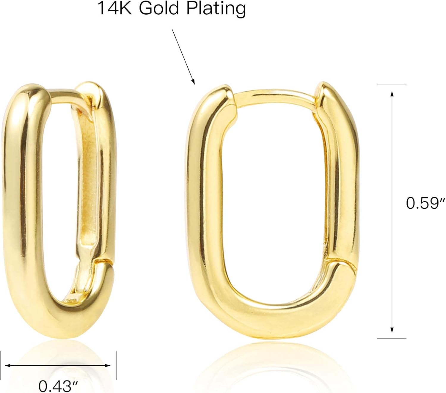 14K Gold Plated Huggie Hoops Set - Small Gold Hoop Earrings with Diamonds for Women & Girls