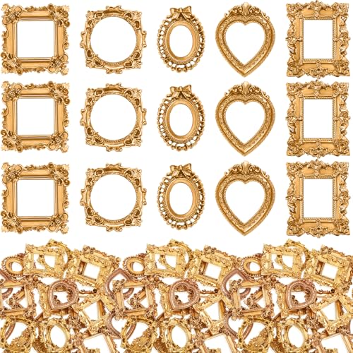 Vicenpal 5 Pcs Gold Mini Vintage Picture Frames Bulk
