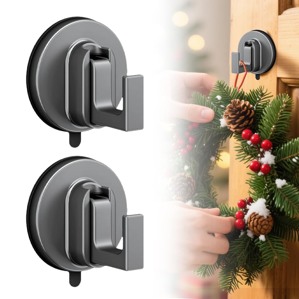Opeximatun 2Pcs Suction Cup Hooks No-Drill(2Pcs)