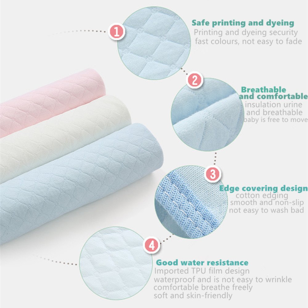 Baby Infant Wasserdicht Matte Wickelauflage Wickelunterlage - Ökologische Baumwolle Atmungsaktiv Waschbar Wiederverwendbare Windel Matte,3 Stück in Paket (60x70 cm (3er Pack))