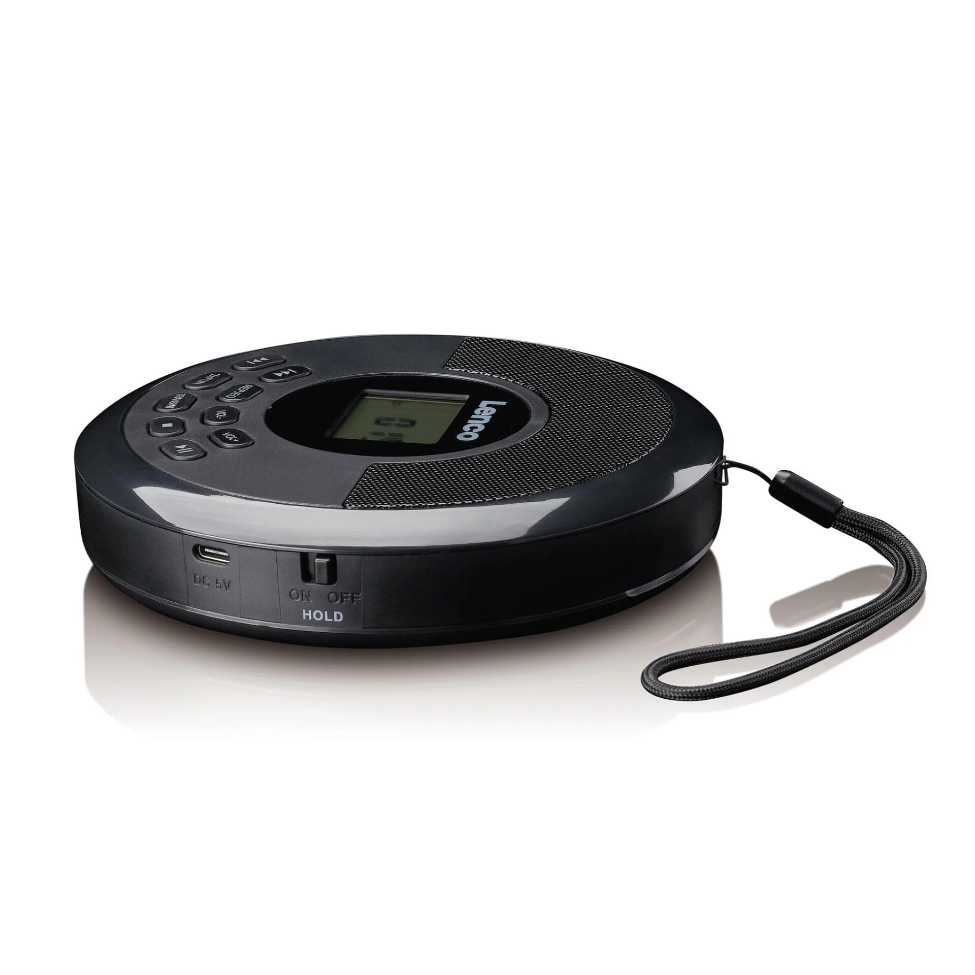 Lenco CD-340BK Discman Bluetooth® avec Haut-parleurs intégrés - Lecteur CD MP3 USB - Batterie Rechargeable - Protection Antichoc - Noir
