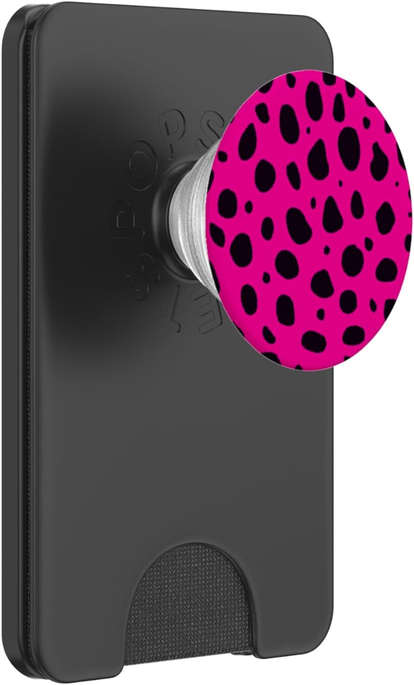 Black and Hot Pink Cheetah Print Cheetah Spots PopSockets PopWallet for MagSafe
