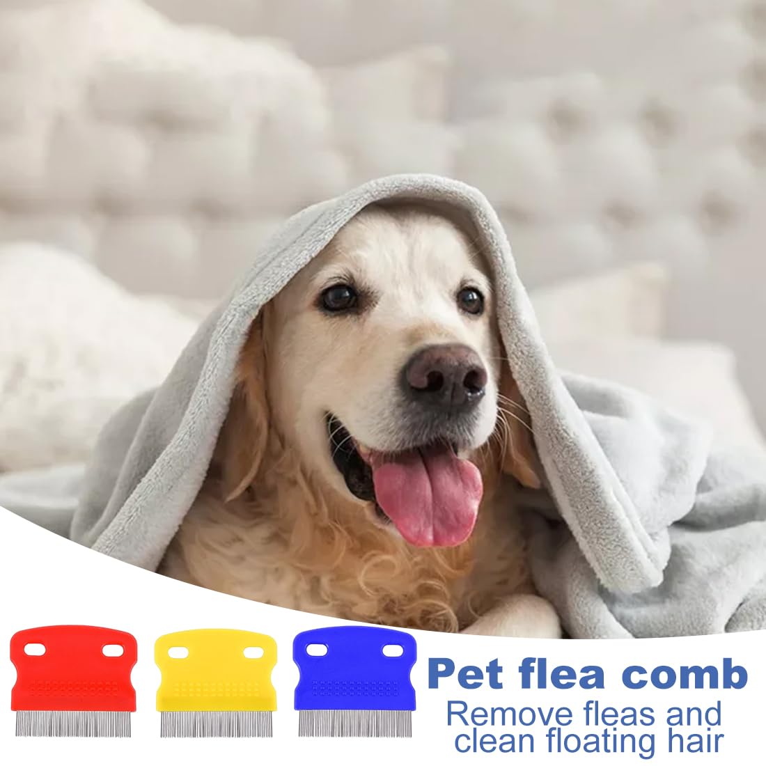 Peignes anti-puces, 3 Pièces peignes anti puces pour chats et chiens, peigne de toilettage pour animaux outil d'épilation, peigne, pour chiots et chatons, Peigne Poux Bleu à Dents Fines