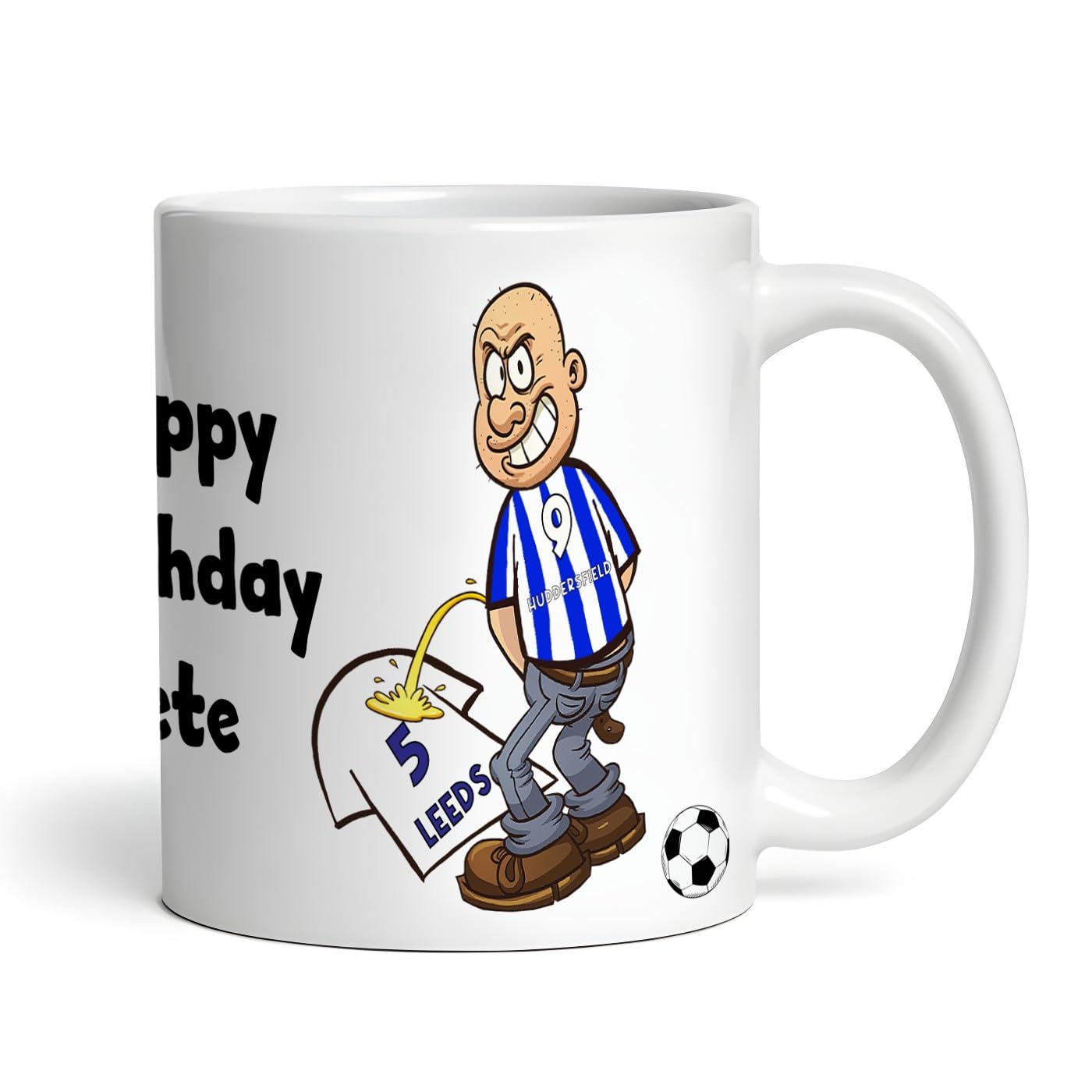 Huddersfield Weeing On Leeds Funny Football Gift Team Rivalry Personalised Mug | Football Gift For Men | Funny Joke Spoof Team Football Mug |Football Rivalry Vs Any Team | Wee On Football gift For Him