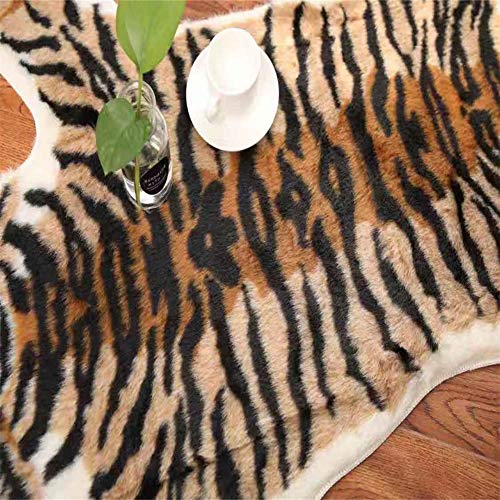 Tiger Print Rug, 2.7 X 3.5 Feet Faux Fur Cowhide Skin Rug Animal Printed Area Rug Carpet For Decorating Kids Room, Under Coffee Table, Cowboy-Themed Nursery, Jungle Themed Room, Playroom #TOP1