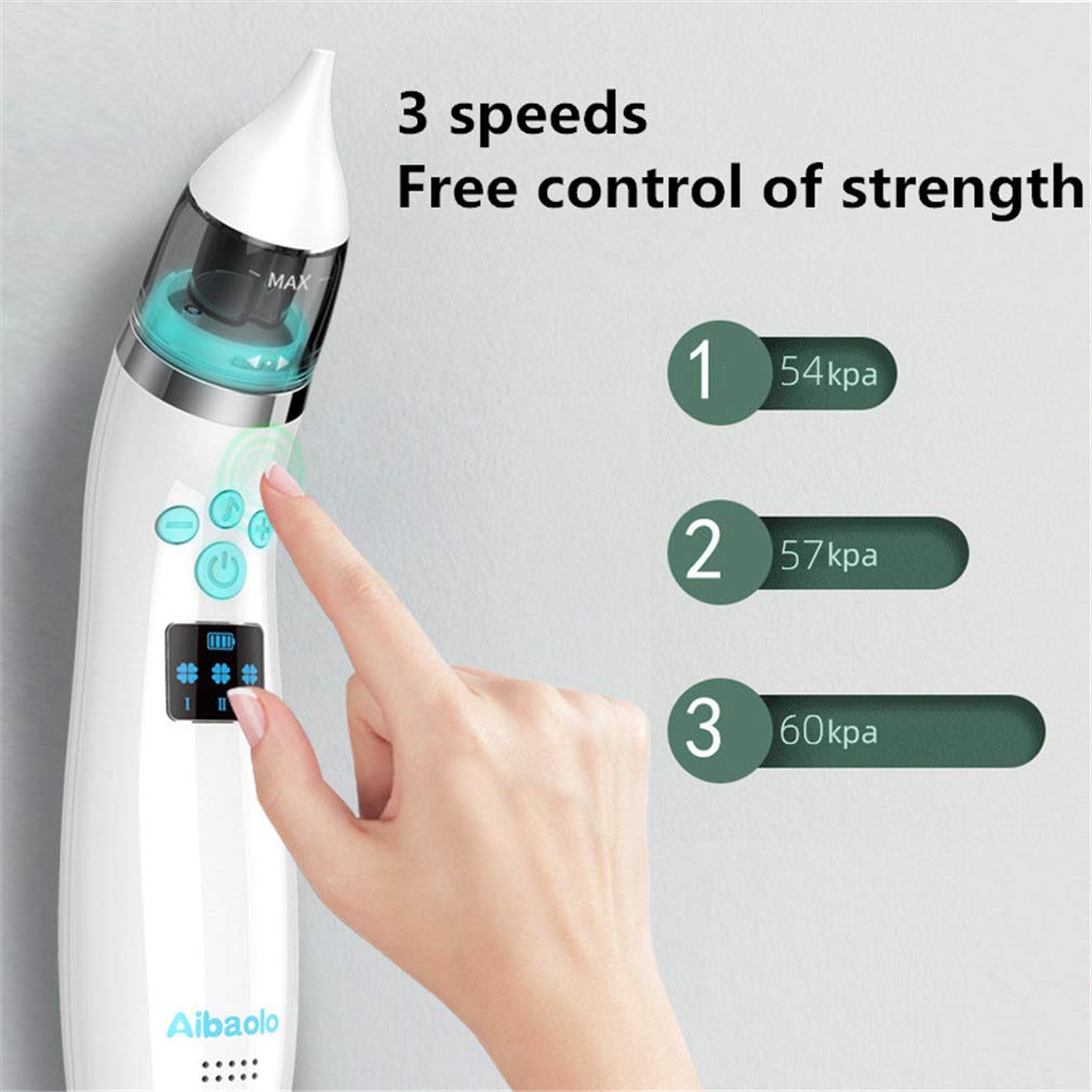 Bebé Eléctrico Aspirador Nasal, USB Aspirador Nasal Recargable con 4 Boquillas De Succión Y Claro Clip Congestión Narices Rápidamente, para Bebés Y Niños Pequeños Seguro E Higiénico