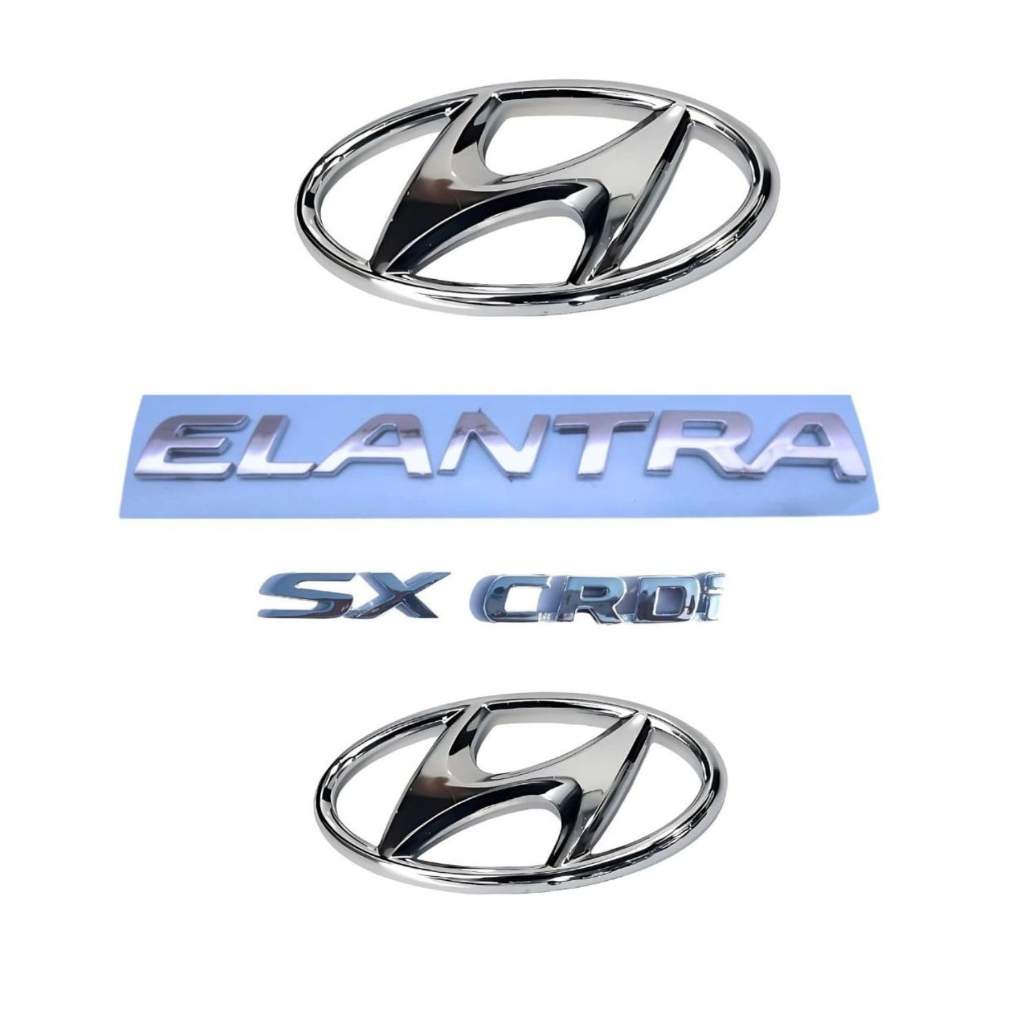 3D Stainless Steel Monogram Compatible with Elantra Crdi Sx Logo Car Hood Boot Exterior Automotive Accessories Finish Decal Silver Badge Chrome Emblem Kit Set-image-25