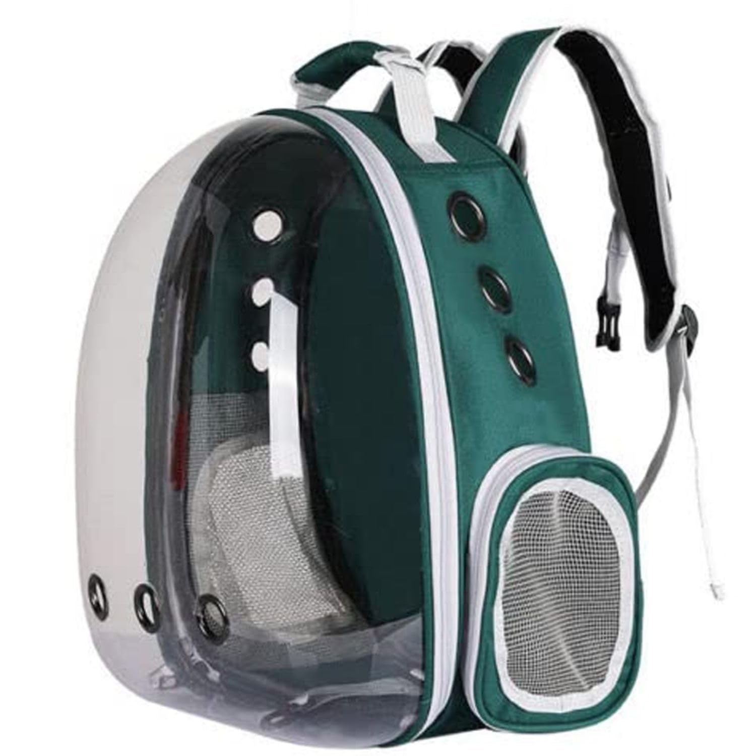 Cawypety Cat Backpack Carrier, Breathable Cat Carrier Pet Backpack for Kitty Small Dog Up to 15Lbs, Transparent & Foldable Pet Carrier for Travel Hiking (Green, Bubble)-image-34