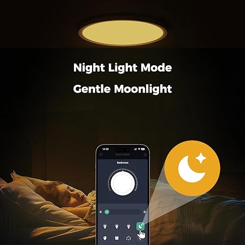 Miniatura 5 de Luces de techo LED RGB inteligentes con control remoto, 15.8 pulgadas, 36 W, 3600 lúmenes, luz de techo redonda empotrada para dormitorio y