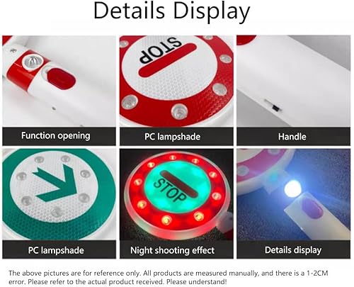 Miniatura 7 de Señal de parada LED recargable de mano, señal de semáforo recargable, estacionamiento, señal de luz de advertencia de seguridad de tráfico, lámpara