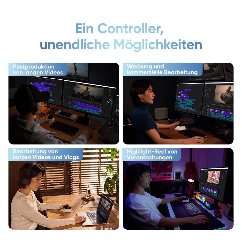 XPPen Pilot Pro Kreativ-Konsole, Pro Bluetooth-Controller für Grafikdesign | Video Editing, Videoschnitt mit Adobe, Photoshop, Lightroom Classic, Premiere Pro, DaVinci Resolve, für Windows/macOS