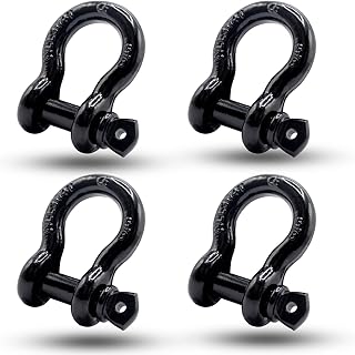 Towmavin Drop Forged Galvanized Bow Shackle 5/8" X 3.25 Ton Heavy Duty D Ring Shackle Break Strength 38580 Lbs for Use As Sling, Towing Dragging 5/8 Inch Black(4 Pack)