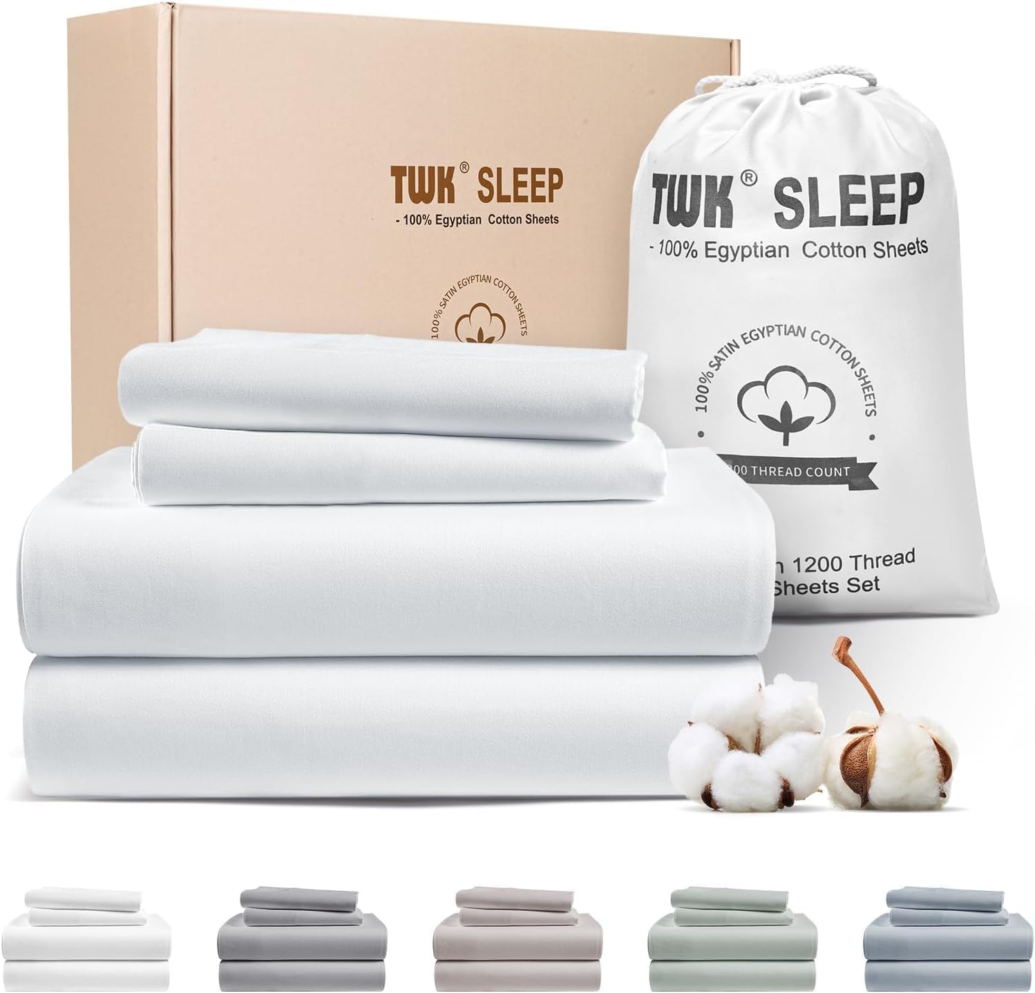TWK 1200 Thread Count Egyptian Cotton Bed Sheet Set