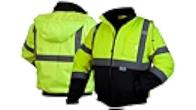RJ32 Series Waterproof Hi-Vis Orange Lime Bomber Jacket with Quilted Lining - Size Large