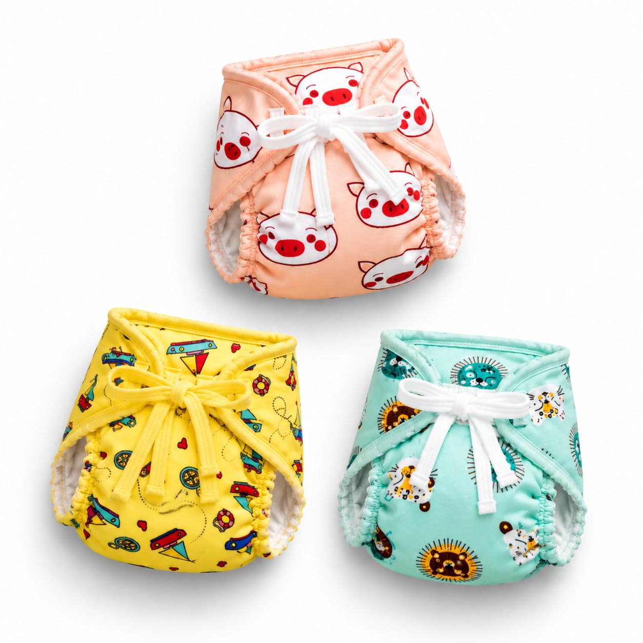 Snugkins Dry feel Langot for Newborn 0-6 Months | Adjustable, Washable & Reusable Cotton Nappy | Padded, Mess-Free & Comfortable | For Baby Boys & Girls Pack of 3-image-46