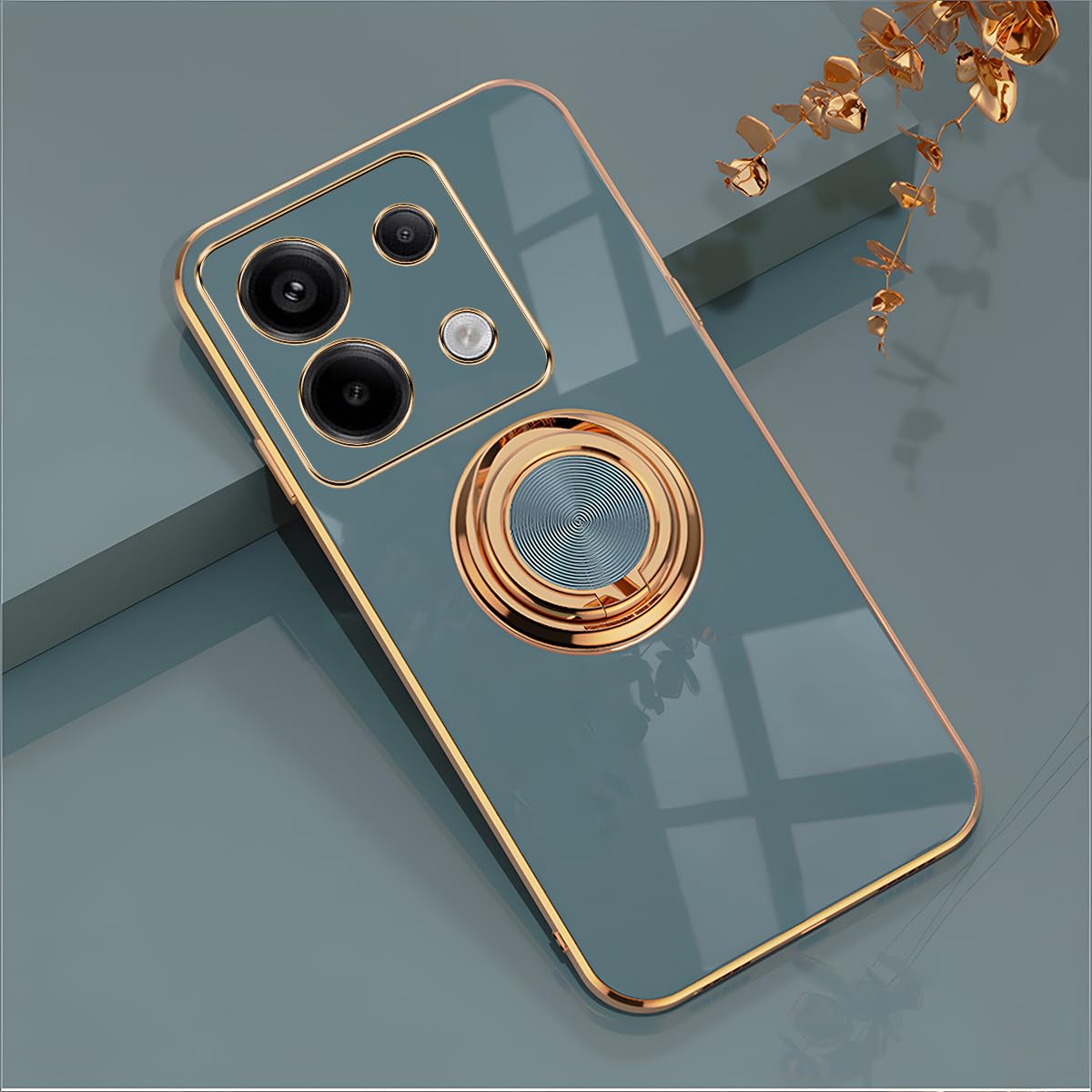 XINYEXIN Cover per Xiaomi Redmi Note 13 Pro 4G / Xiaomi Poco M6 Pro con Anello Supporto Ruota 360 Gradi, Moda Morbido TPU Silicone Case Antiurto Custodia - Grigio
