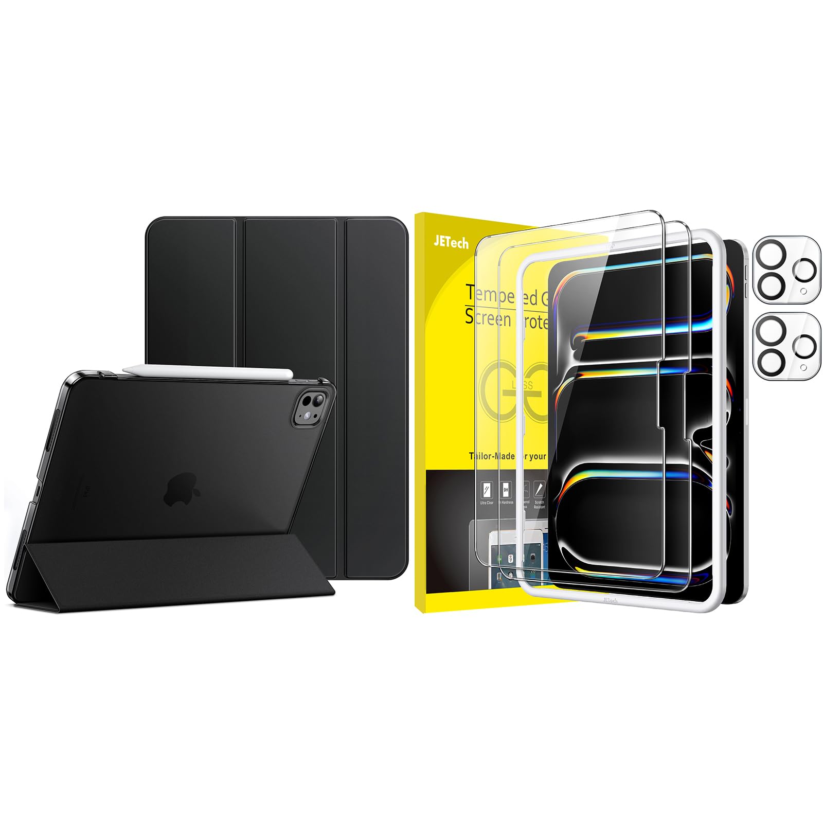 JETech per iPad Pro 11 Pollici M5/M4 2025/2024 Custodia e Pellicola Protettiva con Protezione per Obiettivo Fotocamera Pacchetto