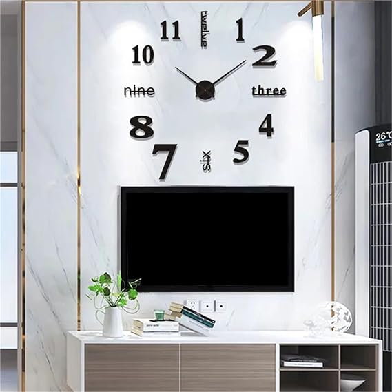 3D DIY Wall Clock Modern Decorative Frameless Decoration For Living Room Bedroom For Living Room Bedroom(Gold)