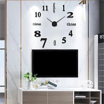 3D DIY Wall Clock Modern Decorative Frameless Decoration For Living Room Bedroom For Living Room Bedroom(Gold)